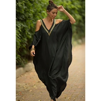 

2020 New Sexy V-Neck Beach Cover Up Beach Dress Off The Shoulder Bikini Cover Up Women Swimsuit Bathing Suit Cover-Ups Beachwear
