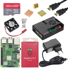 Raspberry pi 3 modelo b ou raspberry pi 3 modelo b mais placa + abs caso + fonte de alimentação mini pc pi 3b/3b + com wifi & bluetooth