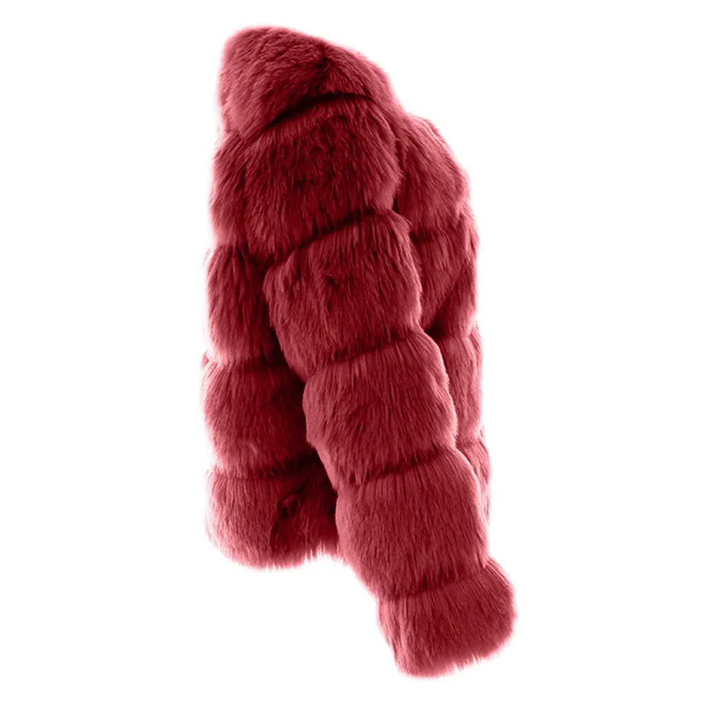 Зимнее плотное теплое пальто из искусственного меха для женщин; большие размеры 3XL; куртка с капюшоном и длинным рукавом из искусственного лисьего меха; Роскошные зимние меховые пальто