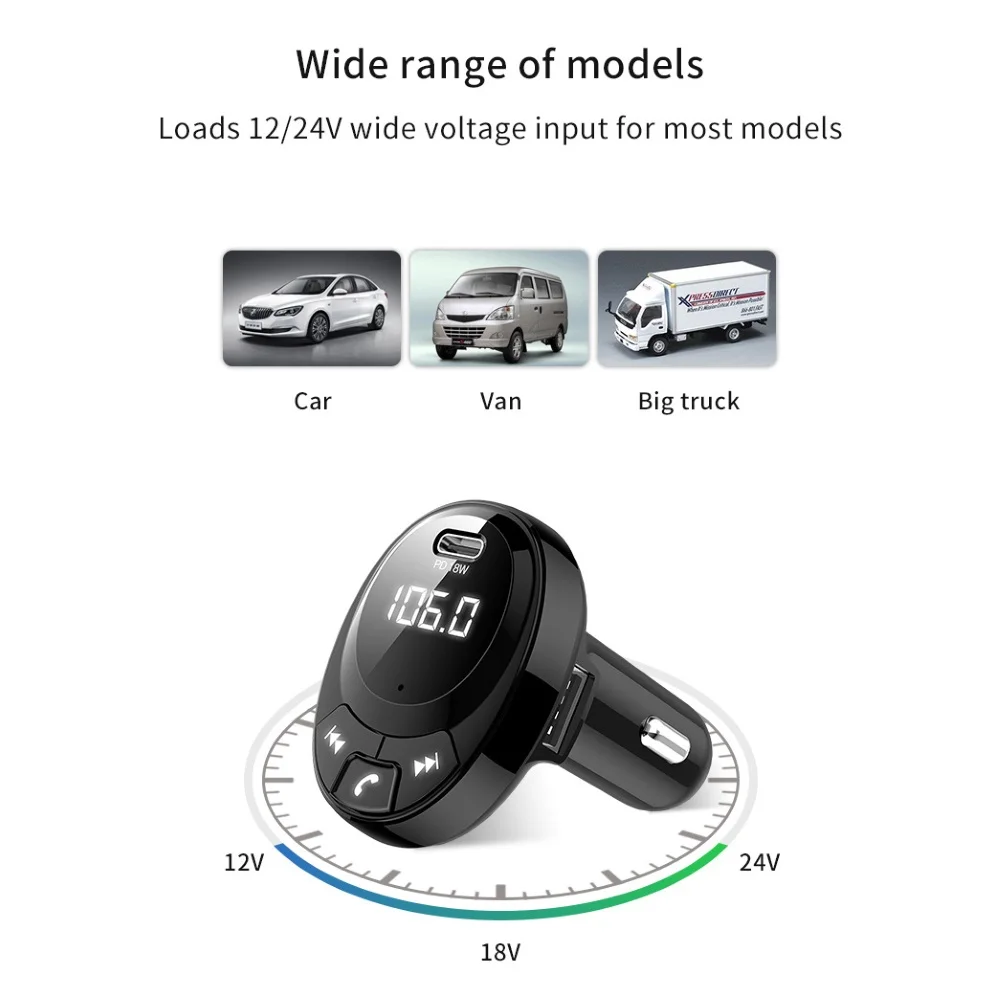 Автомобильный Bluetooth MP3-плеер BT09 автомобильный fm-передатчик Bluetooth 5,0 MP3-плеер PD Быстрая зарядка 2 USB адаптер