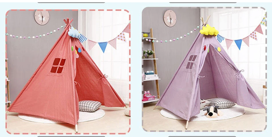 18 Types Baby Portable Canva Tipi Folding Indoor Children Tent Teepee Original Triangle Indian Kid Tent Wigwam Little Play House