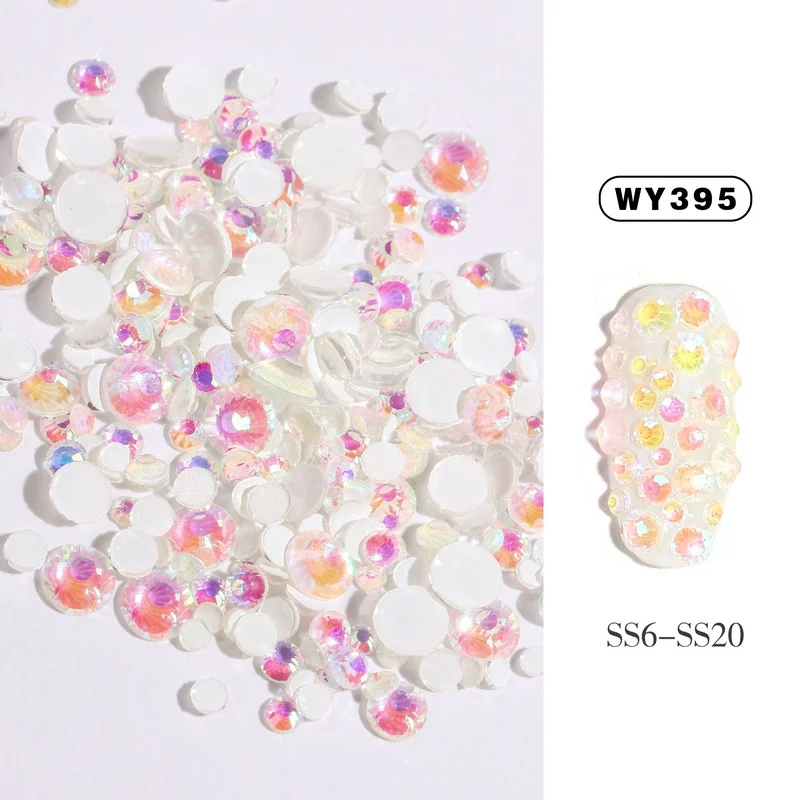 Новые светящиеся Кристаллы Стразы для ногтей смешанный размер SS6-SS20 ювелирные изделия с бриллиантами светится в темноте 3D дизайн ногтей Стразы Strass набор - Цвет: WY395