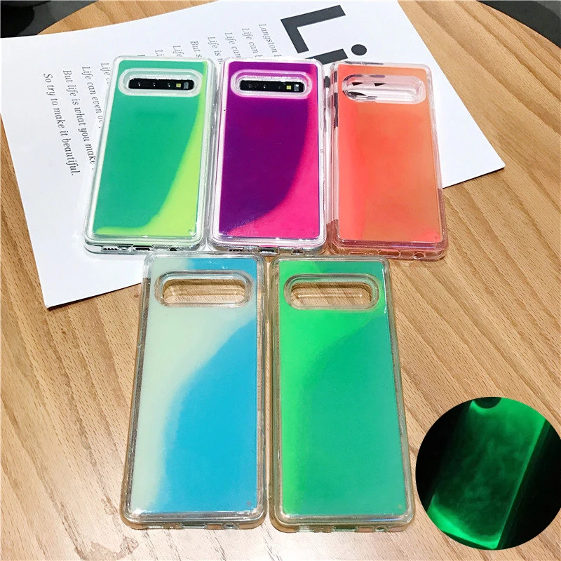 

SUYACS Quicksand Luminous Phone Case For Samsung Galaxy S10 Plus S10e S8 S9 Plus Note 8 9 Candy Color Soft Full Body Back Cover