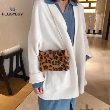 

Leopard Crossbody Bag for Women Leopard Messenger Bags Women Plush Chain Small Shoulder Handbag Small Shoulder Bags Dropshipping