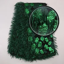 5 ярдов вышитое парчовое кружево для свадебного платья зеленое перо кисточка Африканское французское Тюлевое кружево, нигерийское Сетчатое кружево