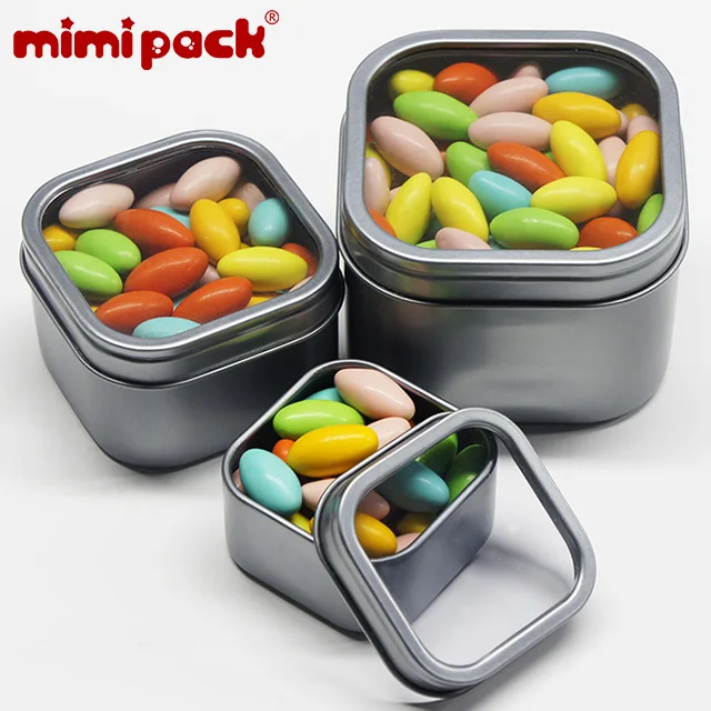 Mimipack квадратные жестяные коробки с прозрачным окном сахар шоколад коллекция