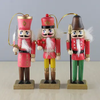 

6Pcs Wooden Soldier Puppet Doll Vintage Handcraft Decoration Christmas Tree Pendant Figurine Cartoon Character Home Decor Gifts