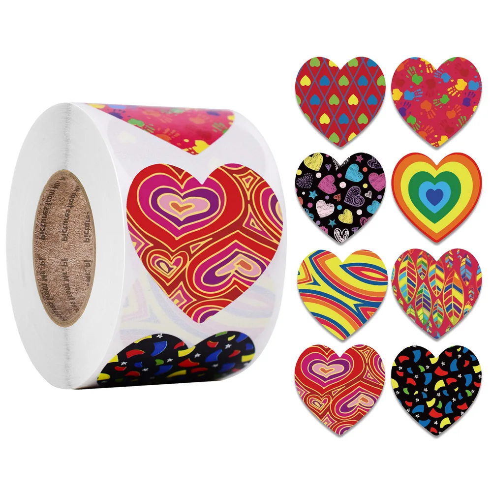 50-500pcs Red Heart Shape Labels Valentine's Day Paper Packaging Sticker Candy Dragee Bag Gift Box Packing Bag Wedding