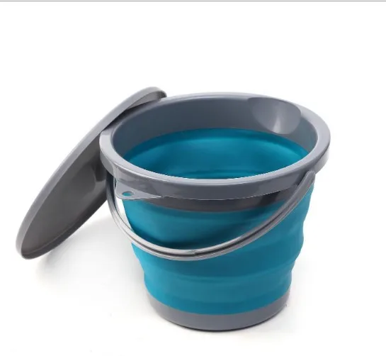 Синий New Folding Fishing Bucket Protable Collapsible Barrel Fishing Camping Picnic Wash Folding Buckets - Цвет: Синий