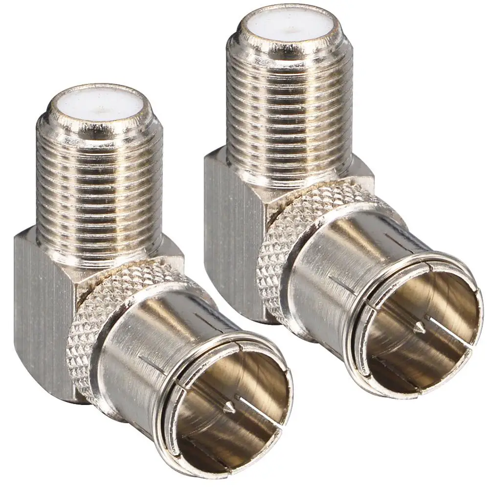 2 Pieces F Male to Female Right Angle Coax connectors Type F Adapters