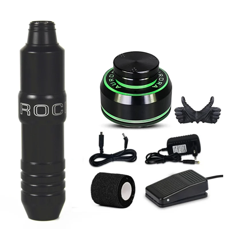New Rocket-V3 Rotary Tattoo Machine Pen Swiss Motor Strong Quiet With Aurora- LCD Digtal Power Cartridge Needle Kit | Красота и