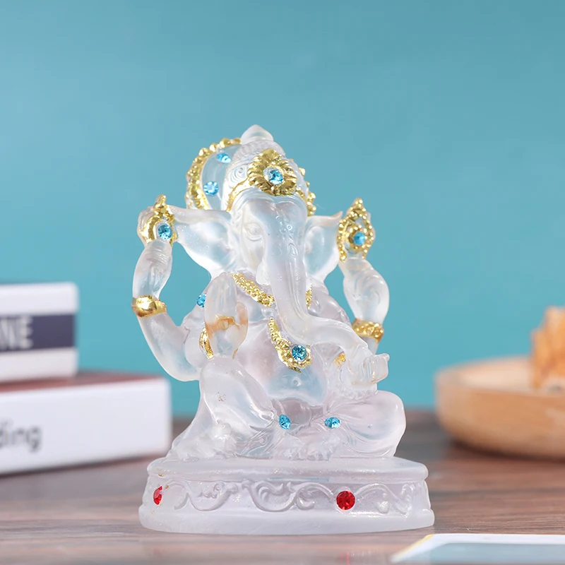 Miniature figurines Resin ornaments Resin crafts Resin crafts accessories Cat figurines Mini chicken ornament Ganesh Hindu Elephant God of Success Statue Resin Transparent Figurine Ornament