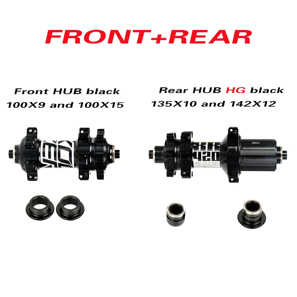Front Rear HG black KOOZER XR420 велосипедная ступица MTB велосипед CNC 24 Loch Fahrrad ступица SHIMANO 8-11/SRAM 8-12 S Geschwindigkeit 135*10/142*12/100 0*15/100*9 - Color: Front Rear HG black