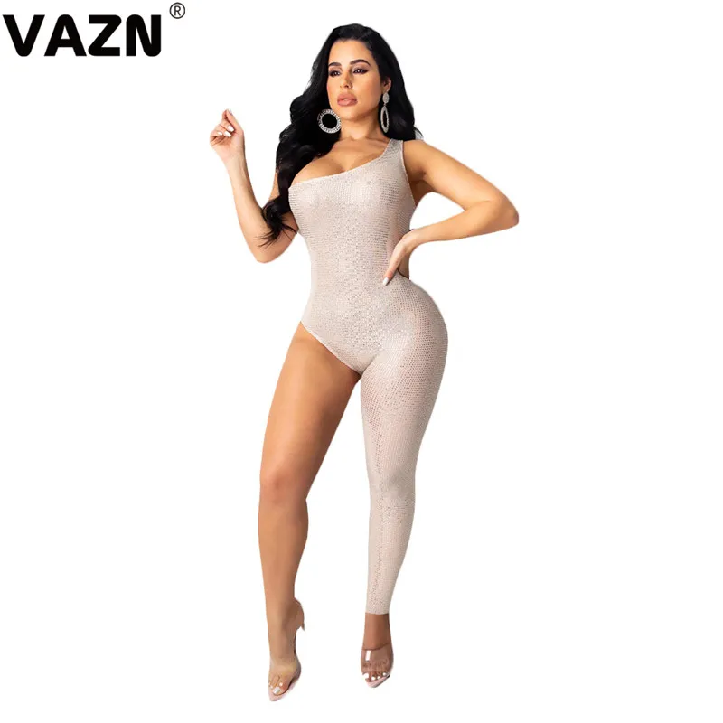 VAZN SN3701 новые необычные Сексуальные Клубные открытые модные однотонные штаны с открытыми плечами обтягивающие женские узкие комбинезоны