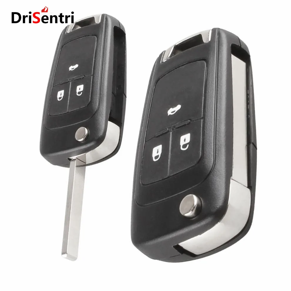 

Black 3 Buttons Replacement Key Remote Fob Shell Case No Chip with Uncut Car Flip Key for Opel New Style