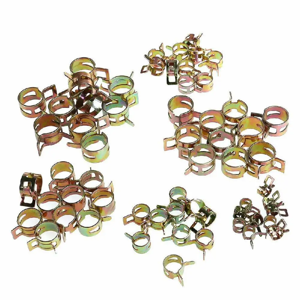 60Pcs 6 Sizes Car Auto Fuel Oil Water Hose Pipe Tube Clamp Spring Clip Fastener
