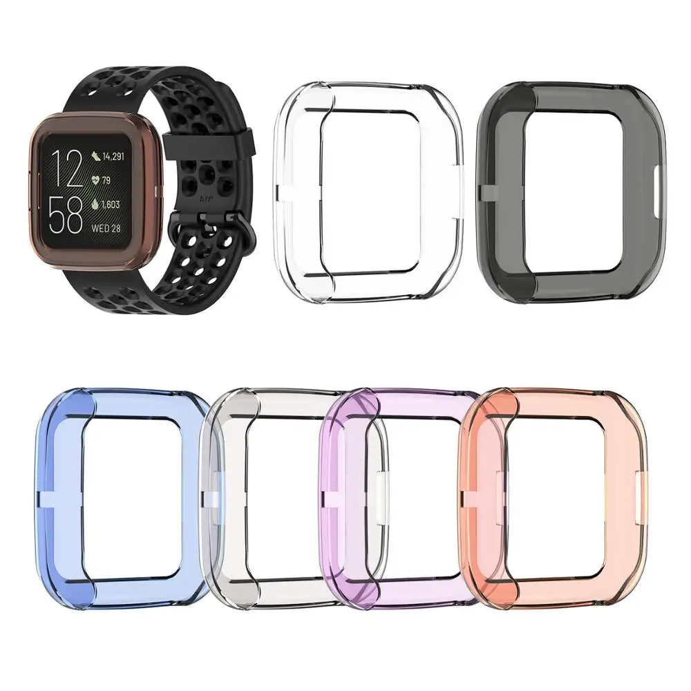 100 шт./лот прозрачный силикон чехол для Fitbit Versa 2 Смарт часы защитный чехол Сменные аксессуары ремешок для часов 6 цветов
