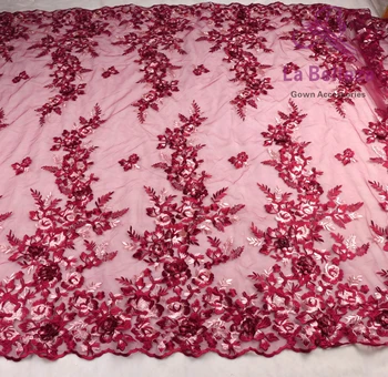 

New fashion 5colors 3D flowers on mesh embroidery lace fabric by yard 130cm width