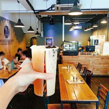 

15pcs Net red double grid share cup milk tea cups creative juice ice cream cup party dessert cups drinking plastic cup with lids