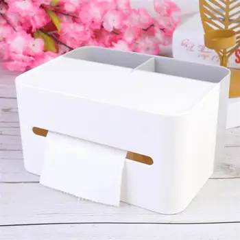 

Plastic Multifunction Tissue Boxes Desktop Carving Napkin Box Remote Control Organize Holder Bed Sofa Organizer for Home Office