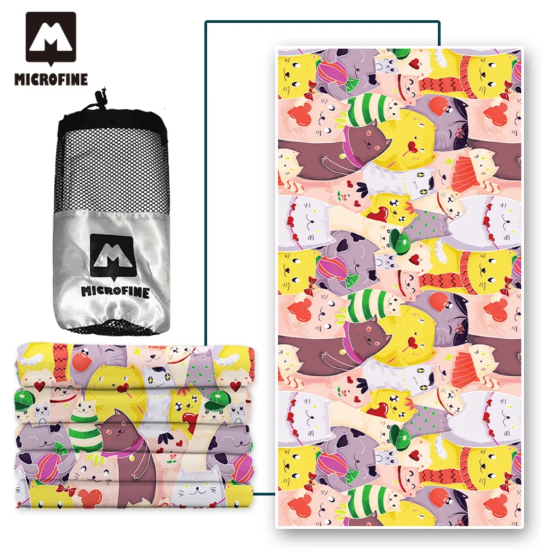 

Microfine Beach Towel With Cartoon Animals Yellow Color Towel Large Size For Microfiber