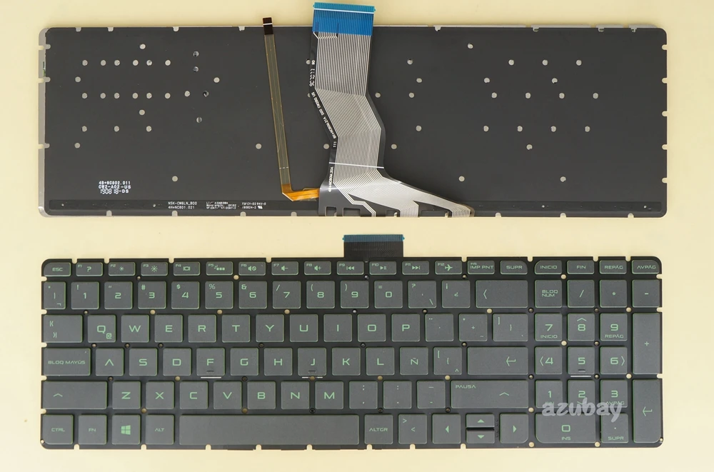 Teclado Espanhol para hp 15-bc000 15-bc301la 15-bc401la 15-bc451la 15-bc452la 9z.nc8bq.g1e Nsk-cwgbq Aeg37l01310 Verde Backlit la