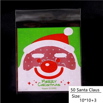 Цельность 100 шт 10*10 Рождество День печенье конфеты упаковка хлеба самоклеющаяся пластиковая подарочная сумка выпечки пакет милая сумка - Цвет: COOL 9