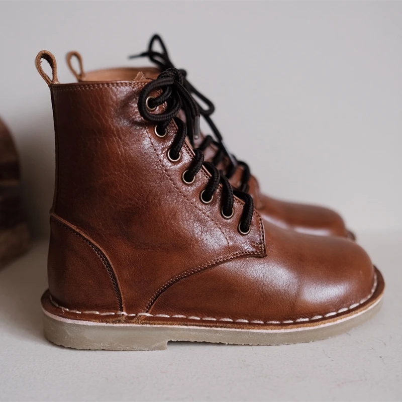 Fashion Children Riding Boots Genuine Leather Warm Plush Girl's Snow