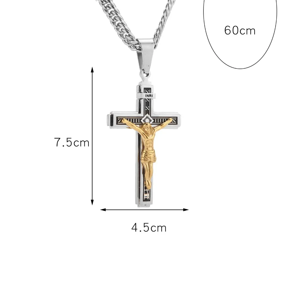 Золотой крест с надписью INRI мужские ожерелья кулоном из нержавеющей стали