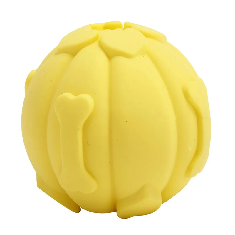 yellow Игрушка для жевания домашних животных, звуковая игрушка в виде мяча, силиконовый звуковой писк, устойчивые к укусам зубы, молярный шар, собачий молярный мяч, игрушки 1 шт - Цвет: yellow