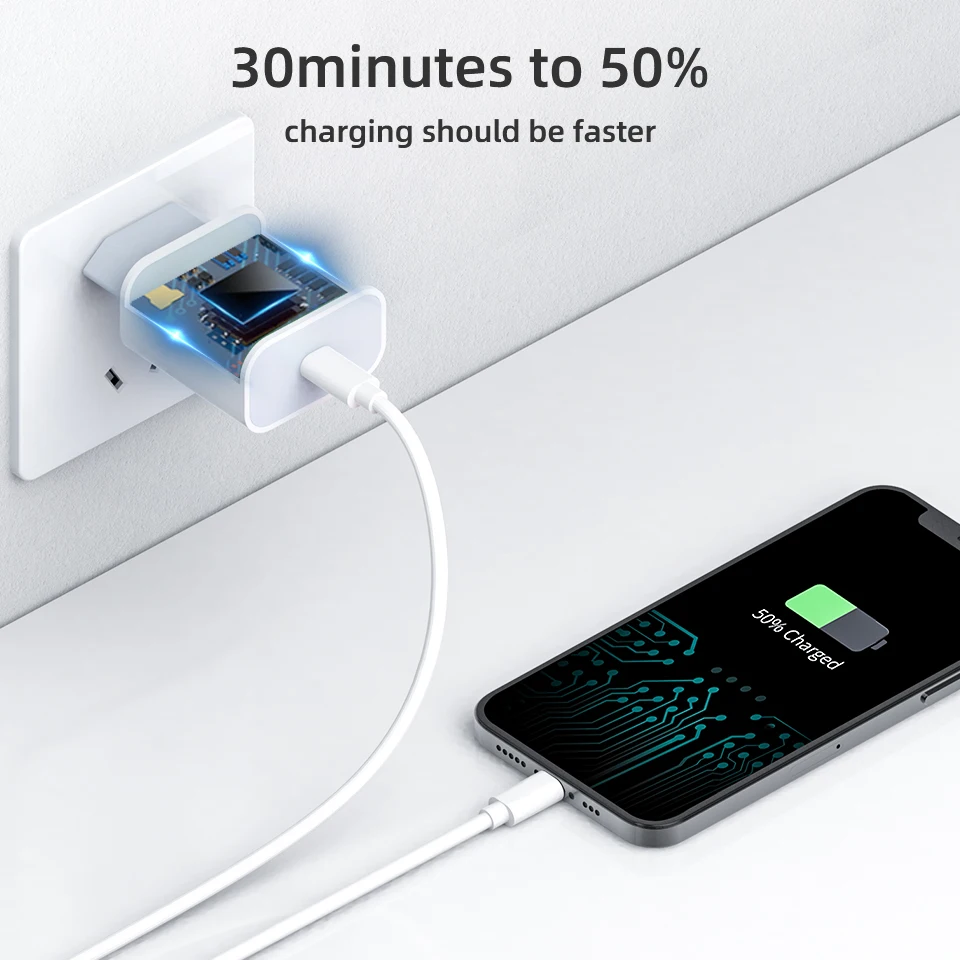 wallcharger 20W USB C Fast Charger Adapter For Iphone 13 12 PD Lightning Cable Wall Charger  Usb Type C Quick Charger For Samsung S21 Xiaomi 65 watt car charger