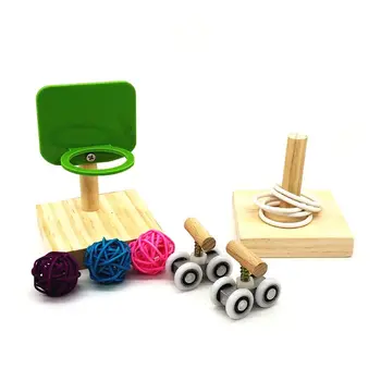 

Bird Chew Toys Parrot Basketball Hoop Prop Trick Tabletop Ring Mini Roller Skate