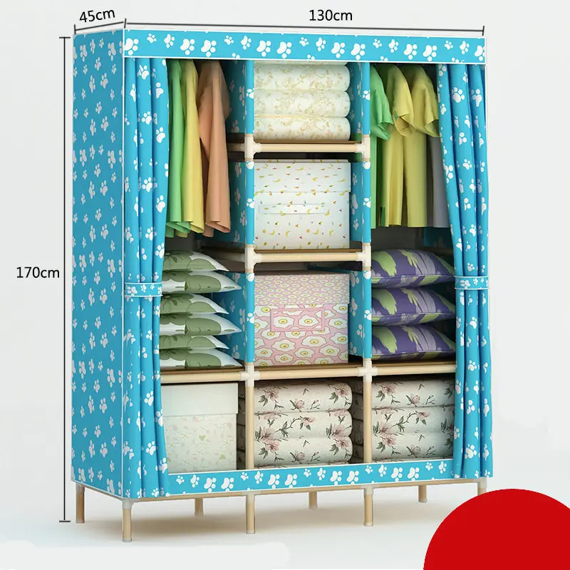 

Solid wood Oxford Cloth Large Reinforcement Assembly Folding Wardrobe Closet Storage