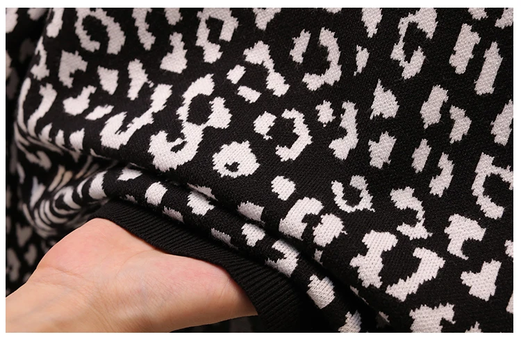 Леопардовые жаккардовые свитера для женщин осень зима пуловеры Джемперы Женские Вязаные свободные мягкие свитеры Mujer пуловер