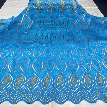 

(5yards/pc) beautiful African hollow bazin lace fabric lake blue brocade lace fabric with embroidery for party dress BZX002