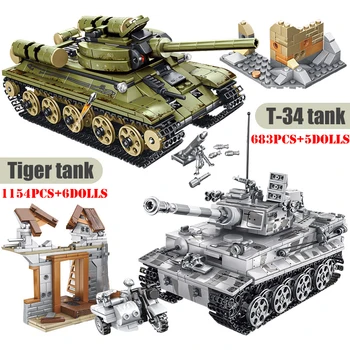 

Military Panther Tiger Tank Building Blocks Technic City WW2 Tank Soldier Figures Weapon Army Bricks Kids Toys Children Gifts