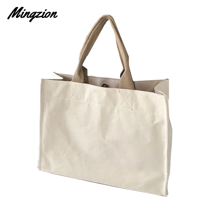 

Mingzion Women Canvas Handbag Female Canvas Cloth Shoulder Bag Environmental Storage Shopping Bag Reusable Foldable Eco Totes