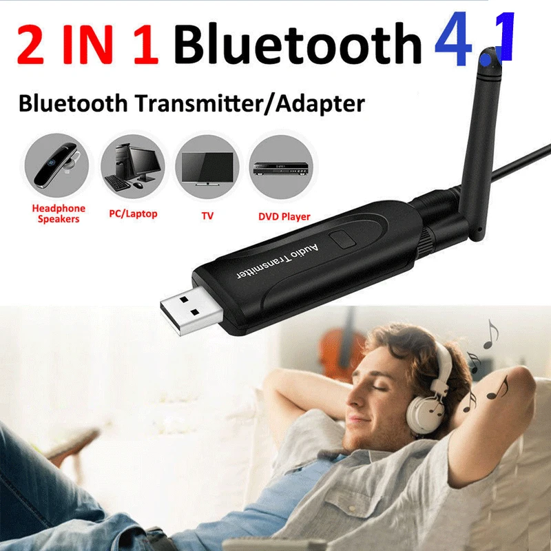 Мини USB Bluetooth V4.1 аудио передатчик беспроводной стерео адаптер дальний передачи адаптеры для ТВ MP3 гарнитура динамик