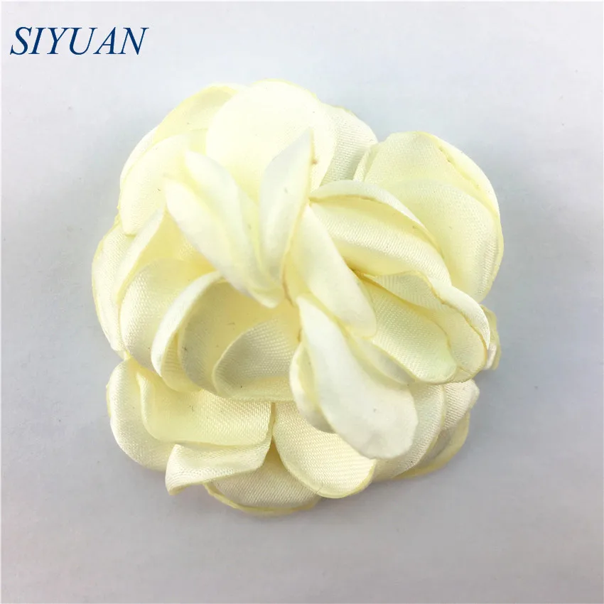 17-ivory 10 шт./лот, 5 см, ручная работа, атласный сгоревший цветок с зажимом для волос, аксессуар для бутика, свадебное украшение, цветок, MH93 - Цвет: 17-ivory
