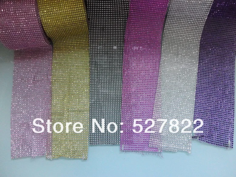 4.5x10 Yards 24 Row DIAMOND MESH WRAP ROLL SPARKLE RHINESTONE Crystal Ribbon x GoldBlackPinkSilverGoldRose Purple2.JPG