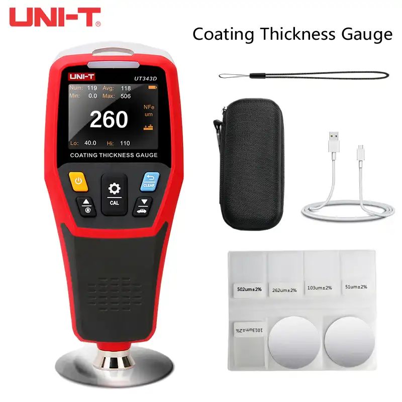 UNI-T ut343d medidor de espessura revestimento automóvel pintura filme espessura tester medição fe/nfe ferramenta de armazenamento dados usb