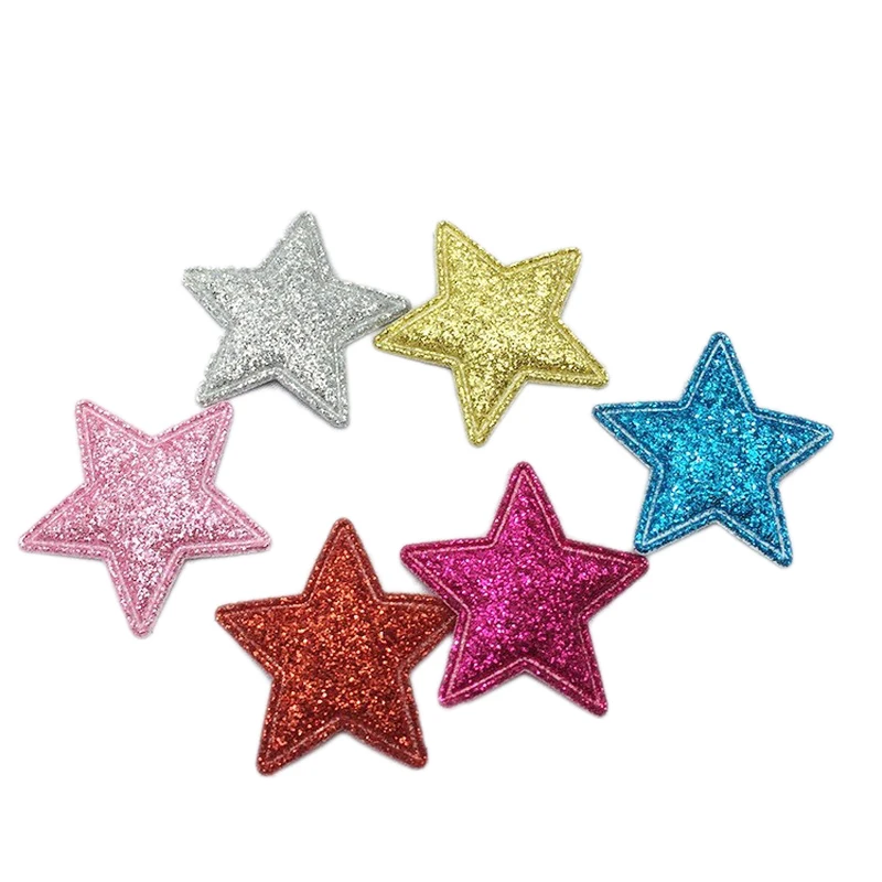 50pcs/lot 3*3cm Glitter Sequin Fabric Padded Five-pointed star Patches Appliques for Handmade DIY Clothing Headwear Accessories | Дом и сад