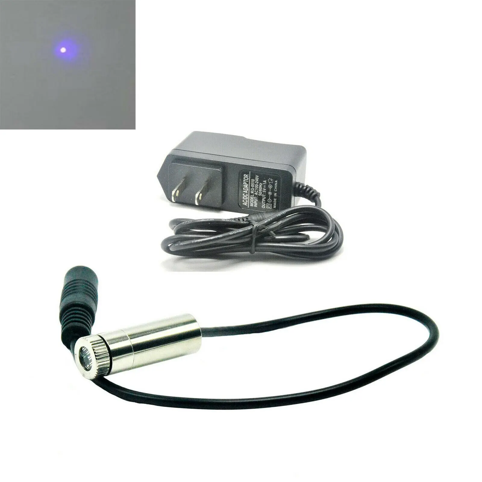 Focusable 405nm 50mW 12x40mm DOT Violet/Blue Laser Module Adjustable w/ Adapter | Освещение