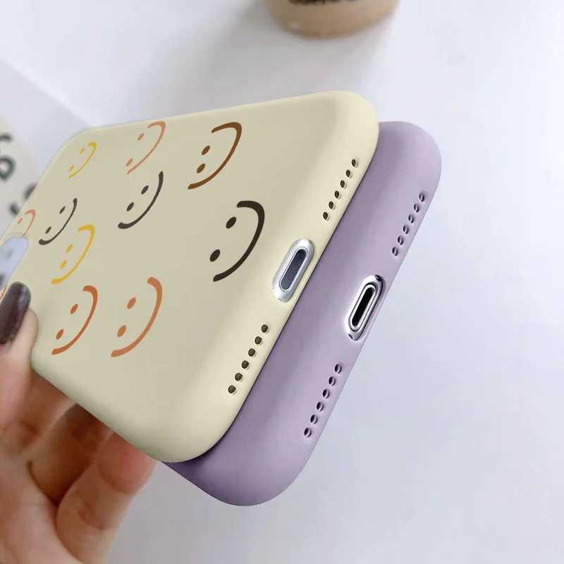 Luxury Flower Case For iPhone 12 Mini 11 13 Pro Max X XR XS Max 7 8 6 6s Plus 5 SE 2020 Soft TPU Bumper Matte Smiley Back Cover