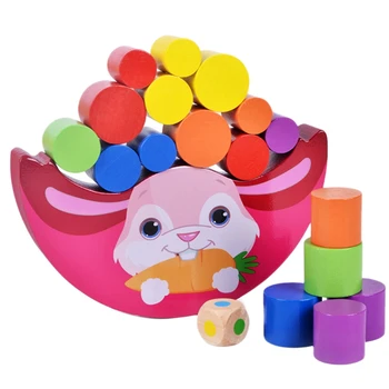 

Cute Kid Toy Children Rabbit Balance Building Blocks Wooden Toys Kids Early Eduacation Blocks Gift Baby Toys