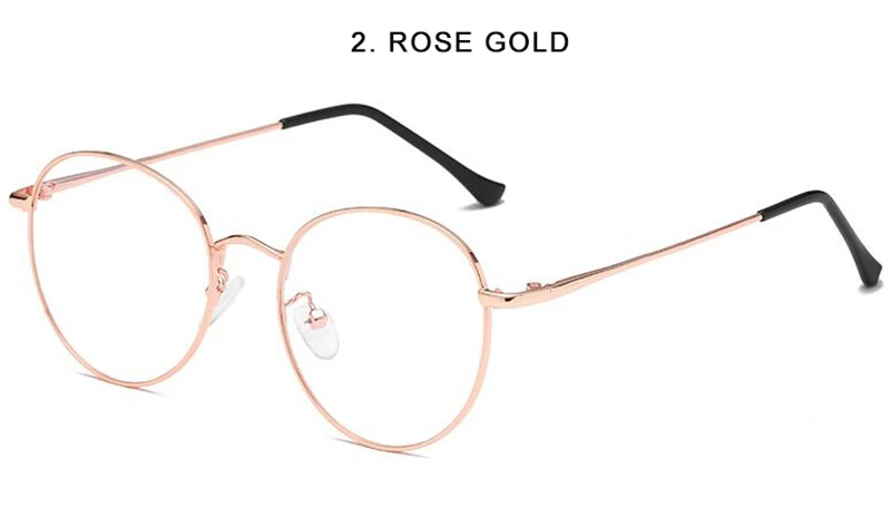 2. Rose Gold Новинка ноября Круглые ретро границы тренд плоское зеркало унисекс декоративная рамка повседневный тренд ретро искусство нет градусов очки для чтения - Цвет оправы: 2. Rose Gold