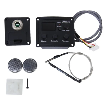 

Set Of Ukulele Uke Piezo Pickup Preamp 3 Band EQ Tuner System W/ LCD