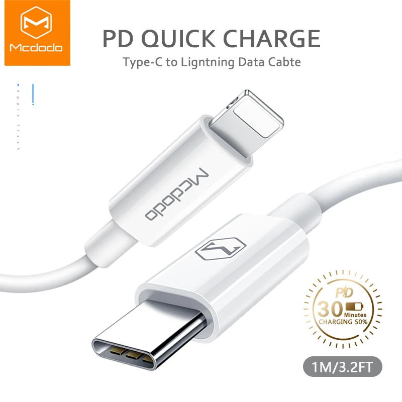 Mcdodo usb type-C кабель на 8-контактный кабель для iPhone X XS XR 8 Plus 18 Вт PD Быстрая зарядка USB C кабель для передачи данных для Macbook USB шнур