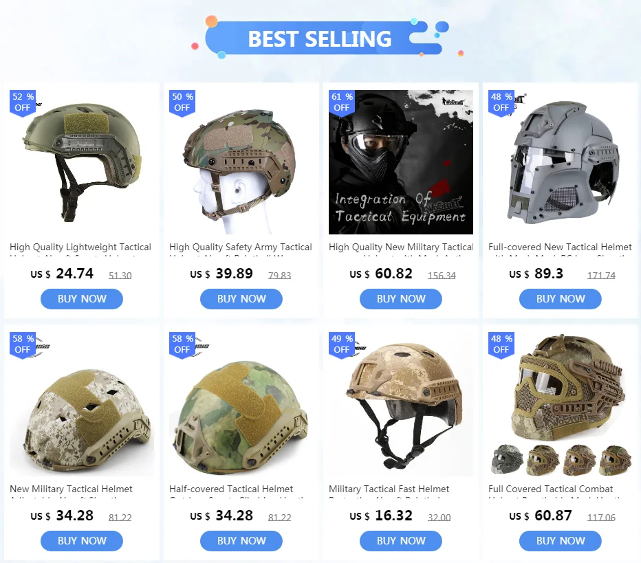 19PCS Combat Paintball Airsoft Tactical Helmet Pads Hunting Military Helmets 
