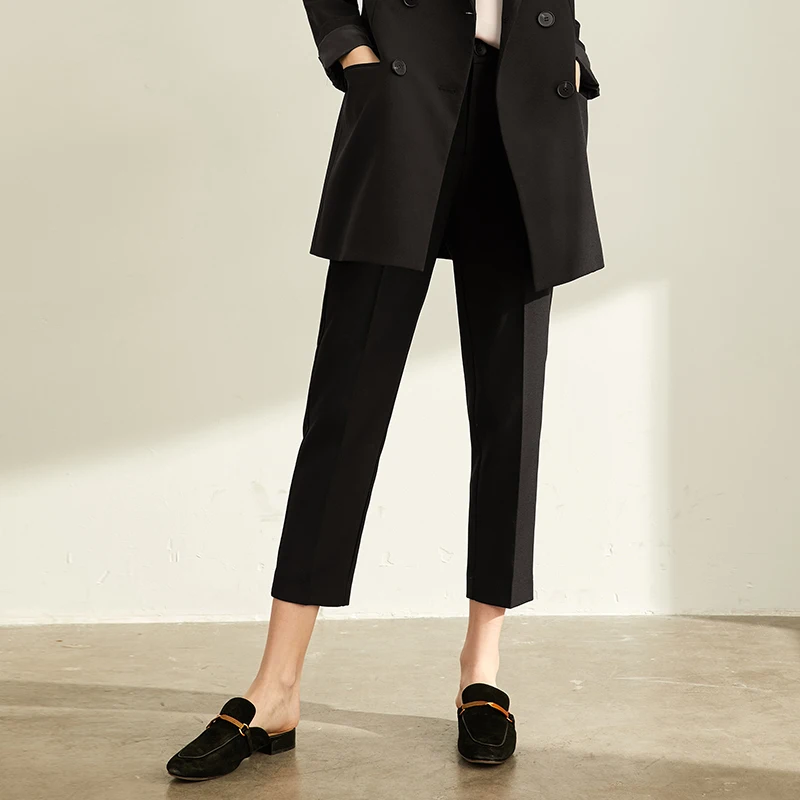 Amii Minimal Western Style Outerwear Pants Shorts Professional Suit Women New Autumn leisure suit Two-Piece Set - Цвет: Black (pants)